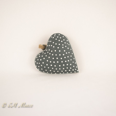 Lot de 12 coeurs gris à pois 10cm