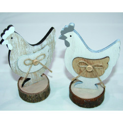 Ensemble de 12 lapins en bois sur socle