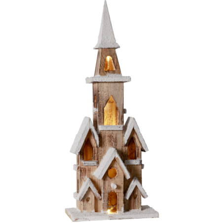 Lot de 4 églises LED bois 49.5cm