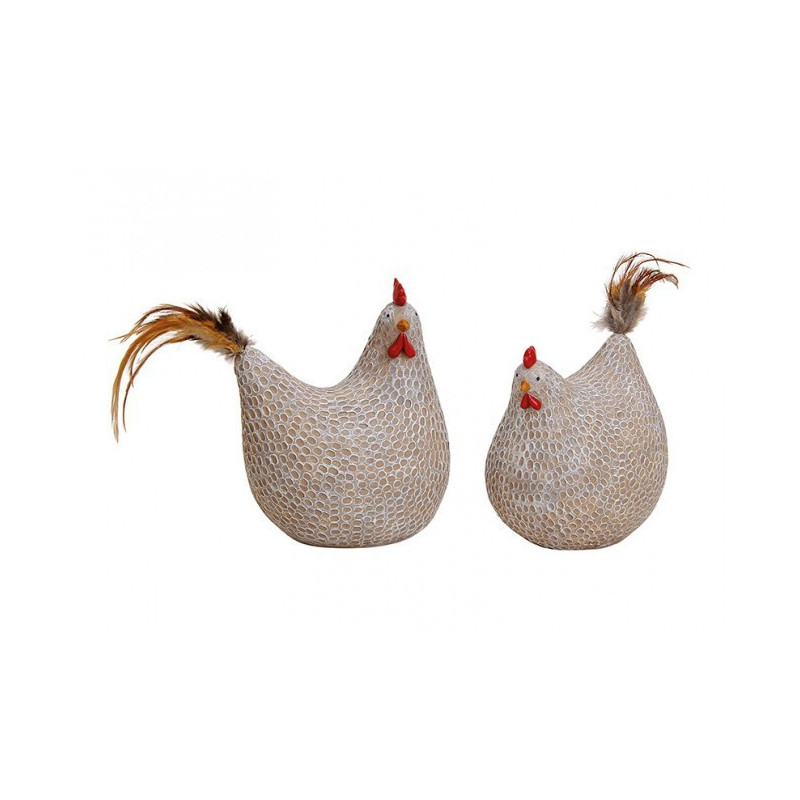 Poule et poulet résine 2 modèles assortis