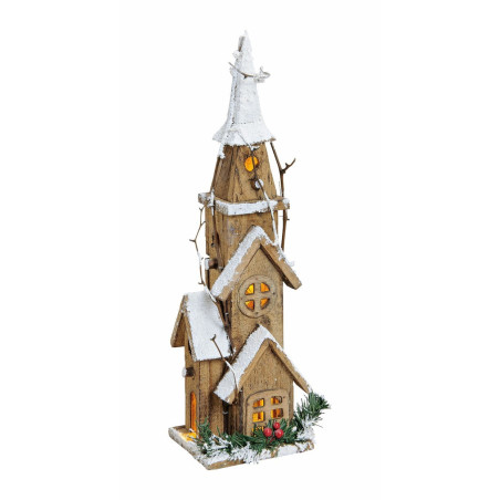 Lot de 5 églises en bois LED 42cm