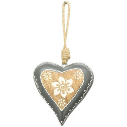 Lot de 12 coeurs en bois 10 cm gris