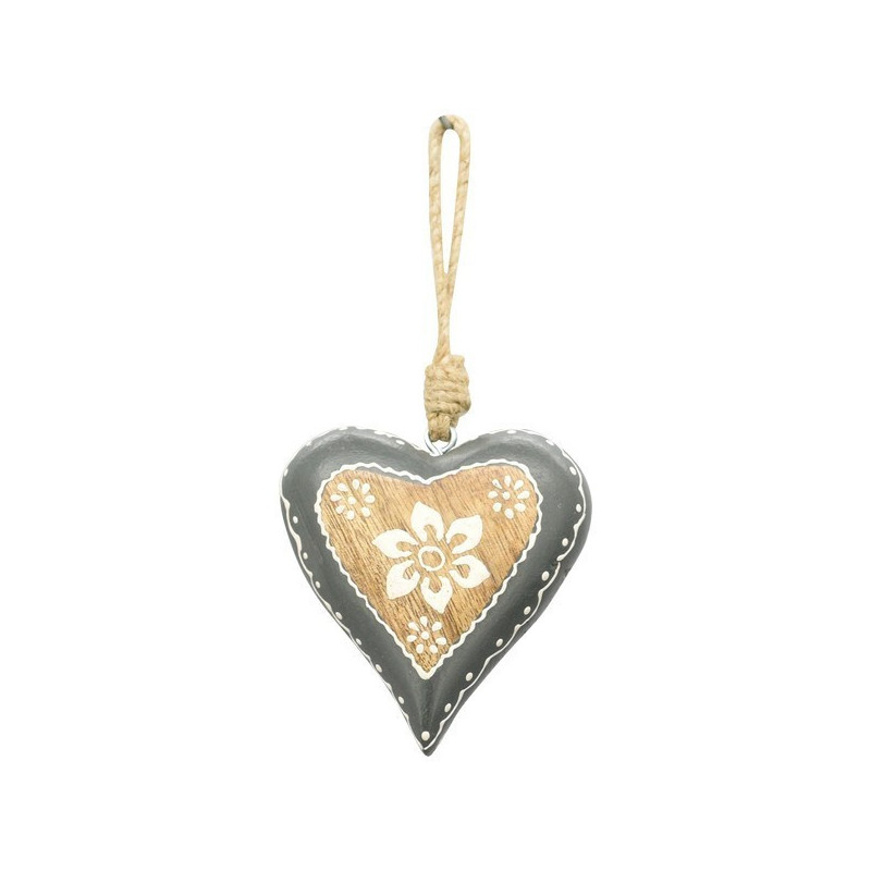 Lot de 12 coeurs en bois 10 cm gris