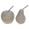Lot de 12 pommes-poires argent et doré 13cm
