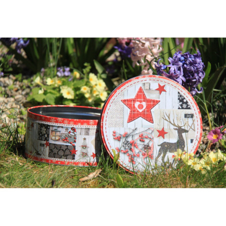 Lot de 12 boites à gateaux (3tailles) décor étoile renne