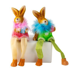 Lot de 12 lapins jambes pendantes 18cm