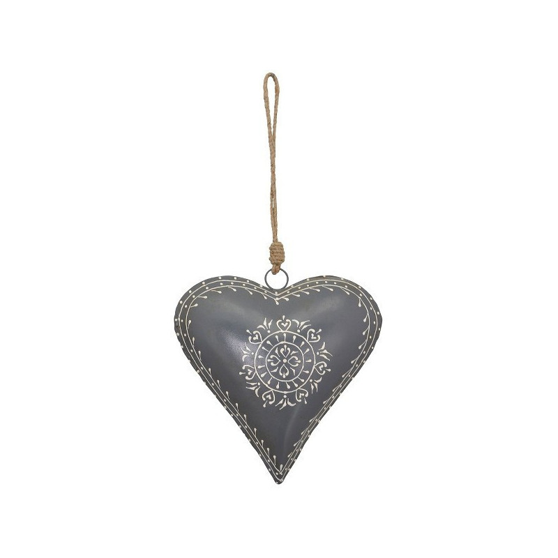 Lot de 12 coeurs en métal gris 21x21x7cm
