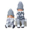 Lot de 4 sujets enfants gris 31cm, 2modèles assortis
