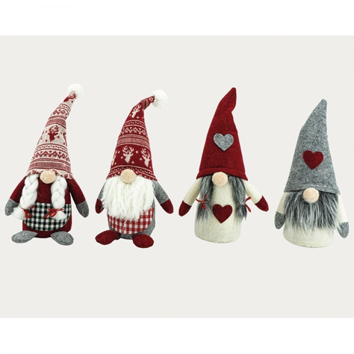 Lot de 12 gnomes 25cm, 4modèles assortis