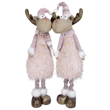 Lot de 2 rennes roses 75-95cm